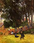 Paul Gauguin Tahitian Village painting